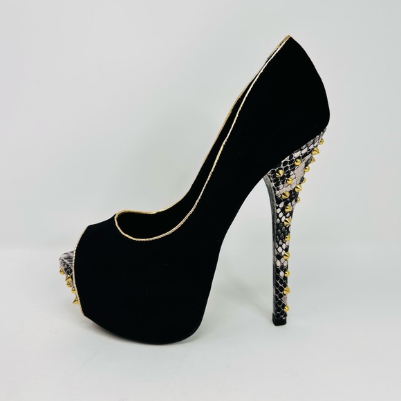 Shoe Dazzle Womens Black Open Toe Heels - Picture 12 of 14